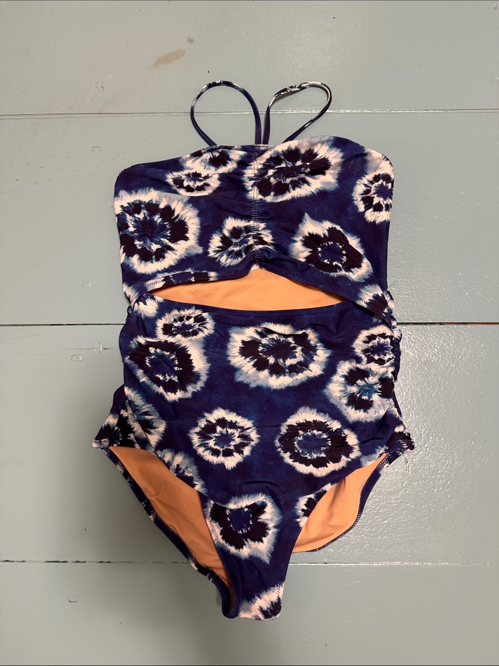 Crewcuts Girls Navy Tie-Dye One-Piece Swimsuit with Cutout size 10